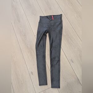 SPANX Size S Faux Leather Charcoal Gray Leggings